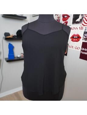 Notations Sheer Black Cami Top Flowy XL